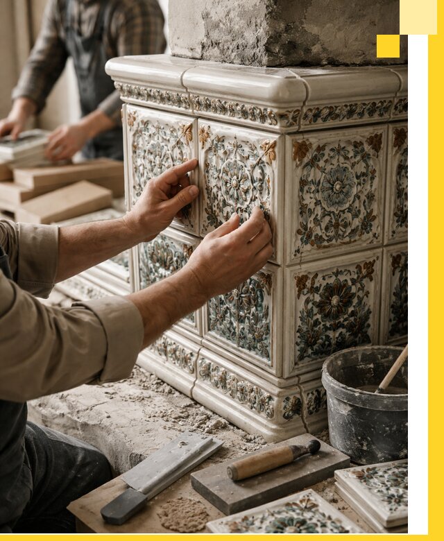 Изразцовые камины под ключ в Соколе: проект и монтаж