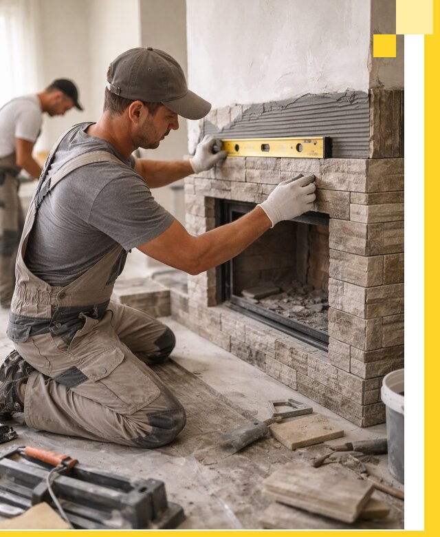 Облицовка каминов в Соколе, монтаж и отделка натуральным камнем