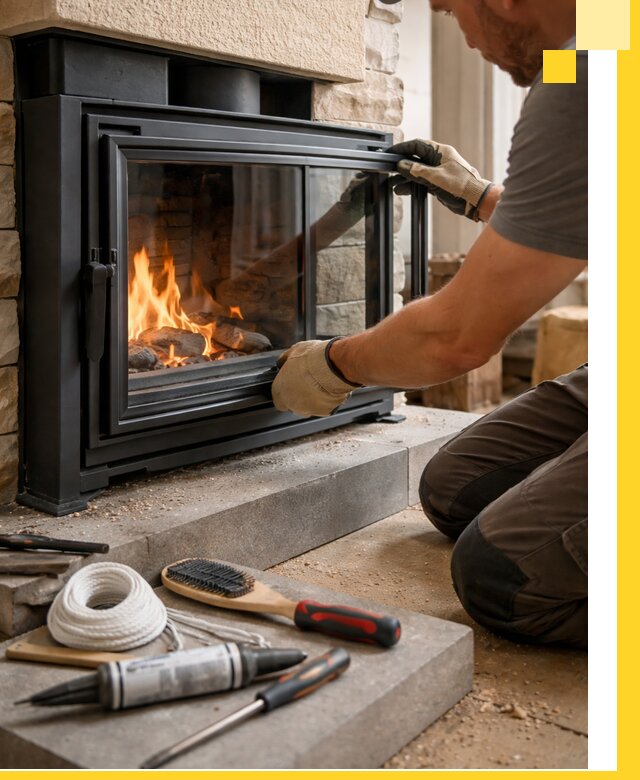 Производство, монтаж и доставка каминов со стеклом в Соколе