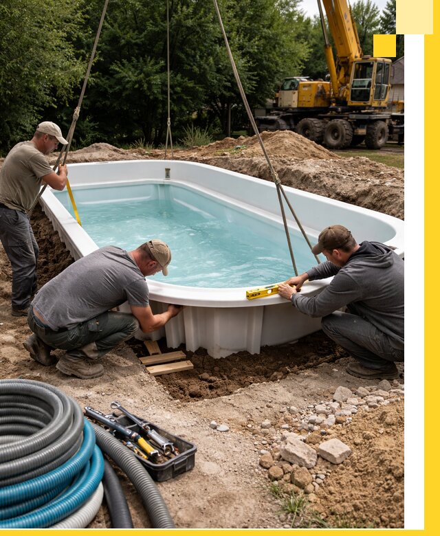 Установка и монтаж композитных бассейнов под ключ в Соколе