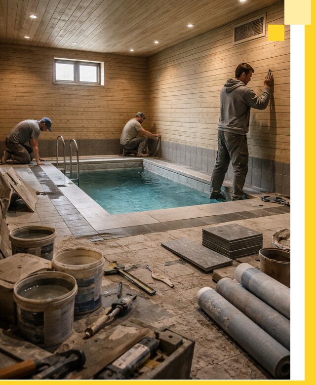 Строительство бани с бассейном и сауной под ключ в Соколе