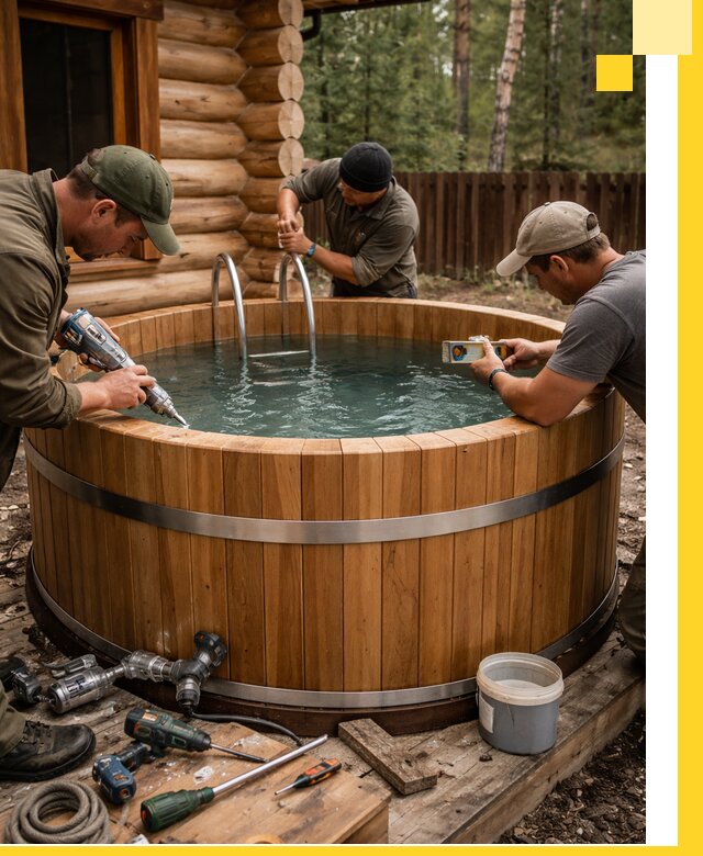 Строительство бань с купелью под ключ и отделкой в Соколе