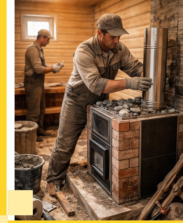 Монтаж печи в бане под ключ в Соколе от 20838 р. | ЭриданСкл