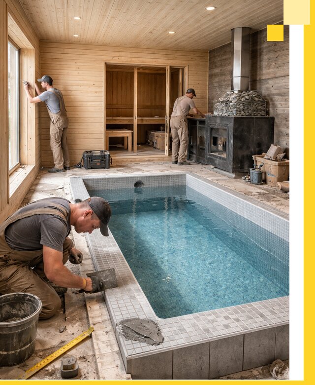 Проект бани с бассейном и сауной в Соколе под ключ