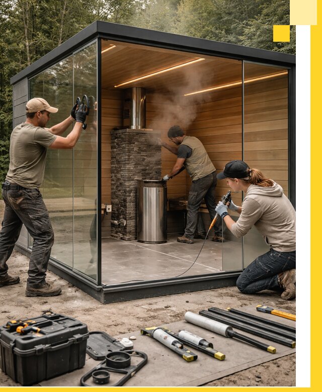 Проектирование и строительство стеклянных бань в Соколе