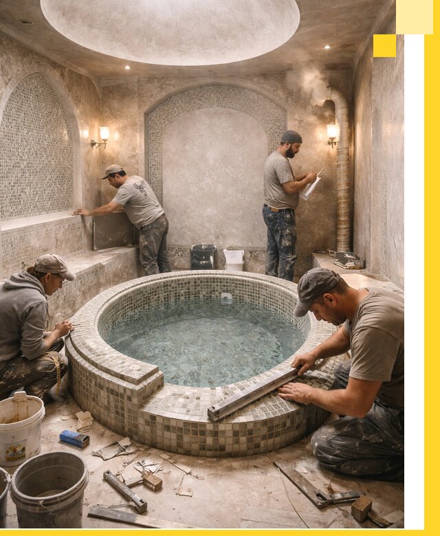 Профессиональное строительство хамама с бассейном в Соколе под ключ