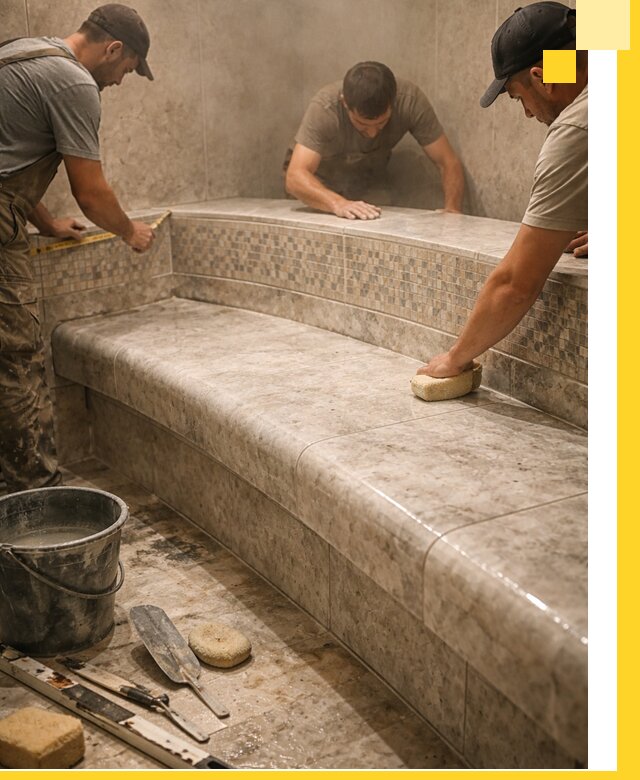 Изготовление и установка сидений для хамама в Соколе